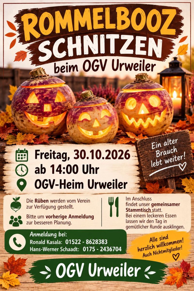 News-Beitrag mit Titel Rommelboozschnitzen beim OGV Urweiler 