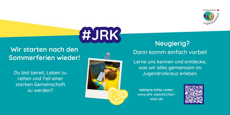 News-Beitrag mit Titel Wir starten wieder nach den Sommerferien! - Werde Teil des Jugendrotkreuzes Oberkirchen 
